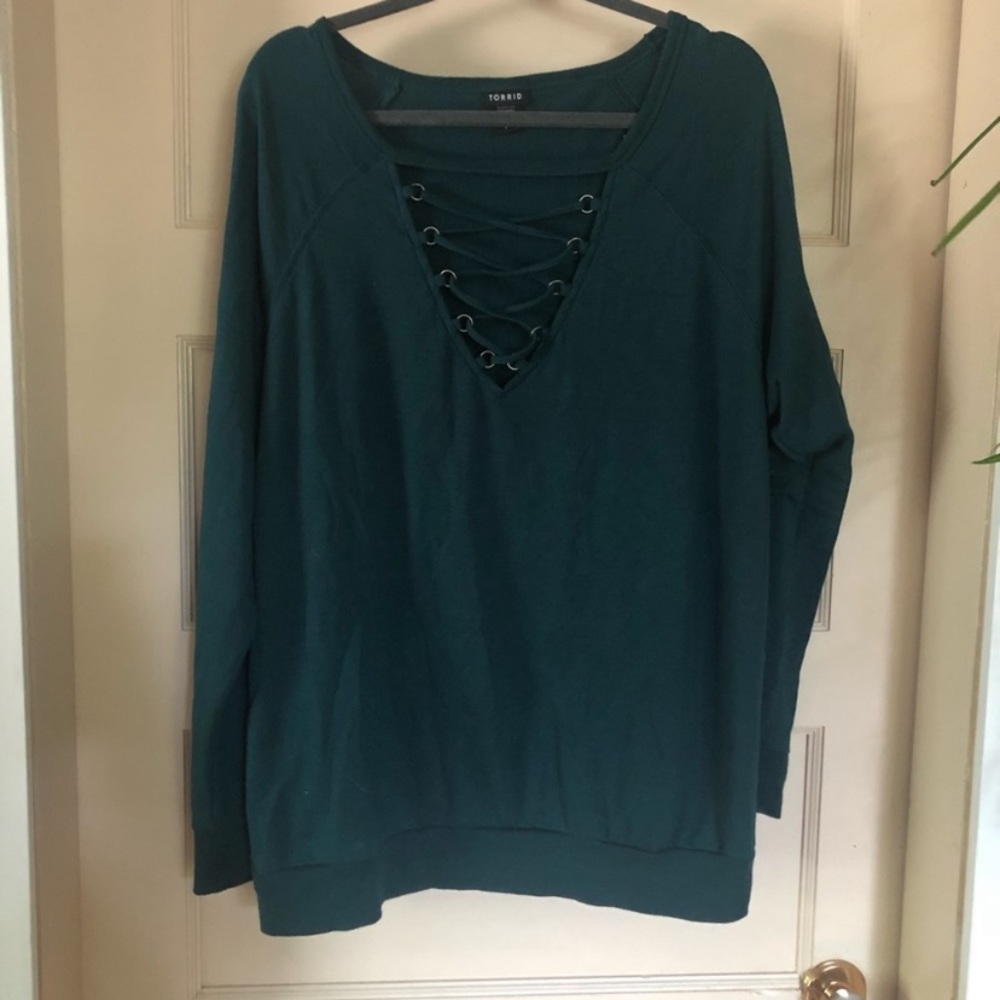 Torrid lace up sweater 2x